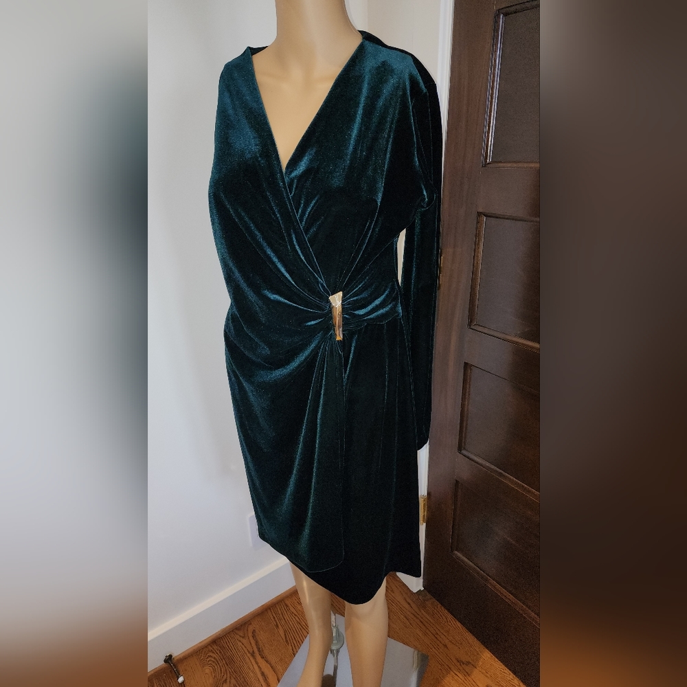 Calvin Klein Green Velvet Dress